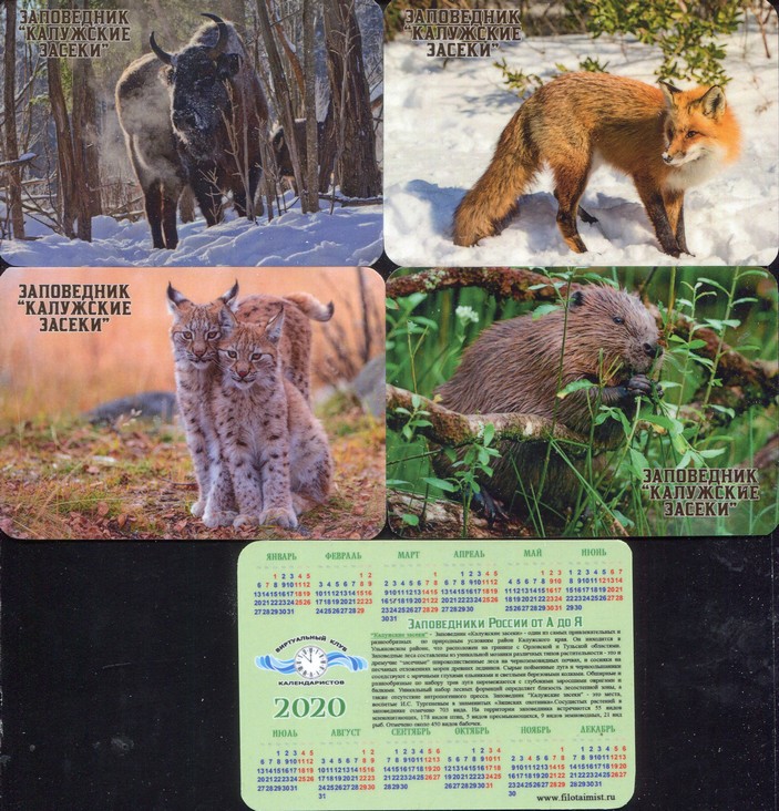 Серия календарей «Калужские засеки фауна» 22 штуки 2020 год