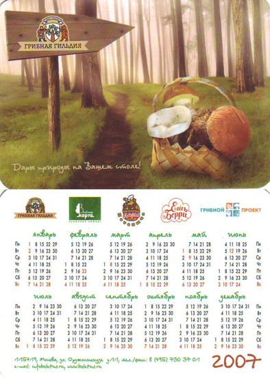 карманный календарь грибы