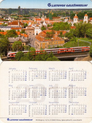 карманные календари литовские железные дороги