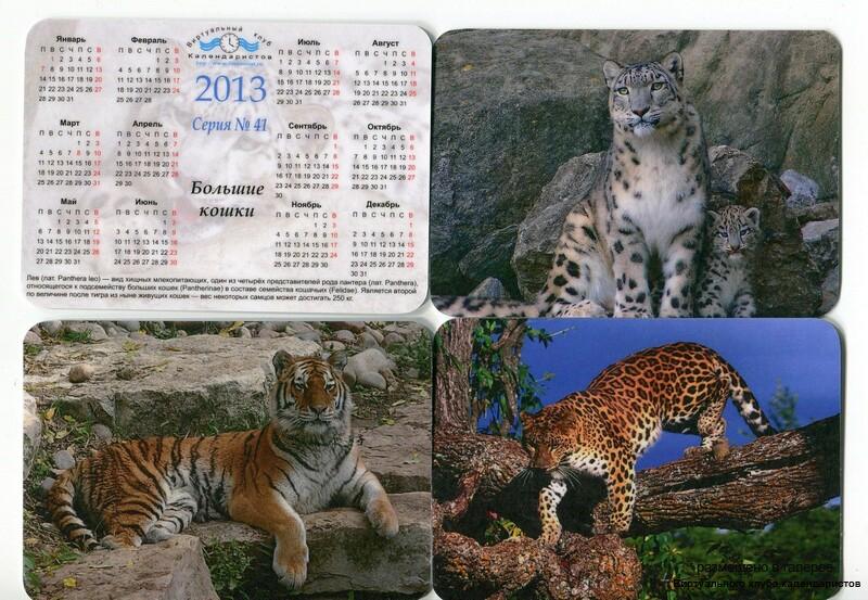 Серия календарей «Большие кошки» 12 штук 2013 год